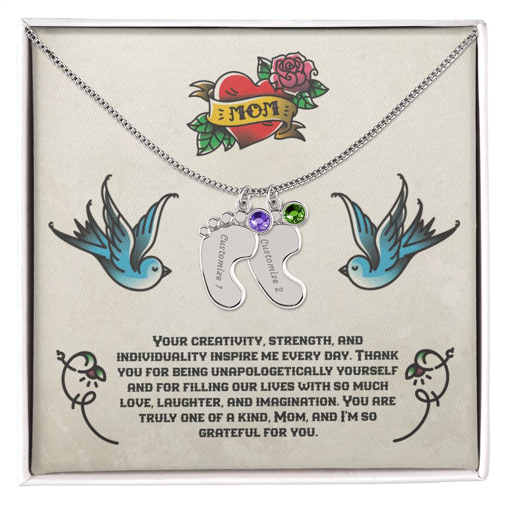 Jewelry 2 Charms / Polished Stainless Steel / Standard Box To Mom - Your creativity, strength, and individuality inspire me every day. Birthstone Necklace GiftsByJeff Gifts By Jeff Pittsburgh PA