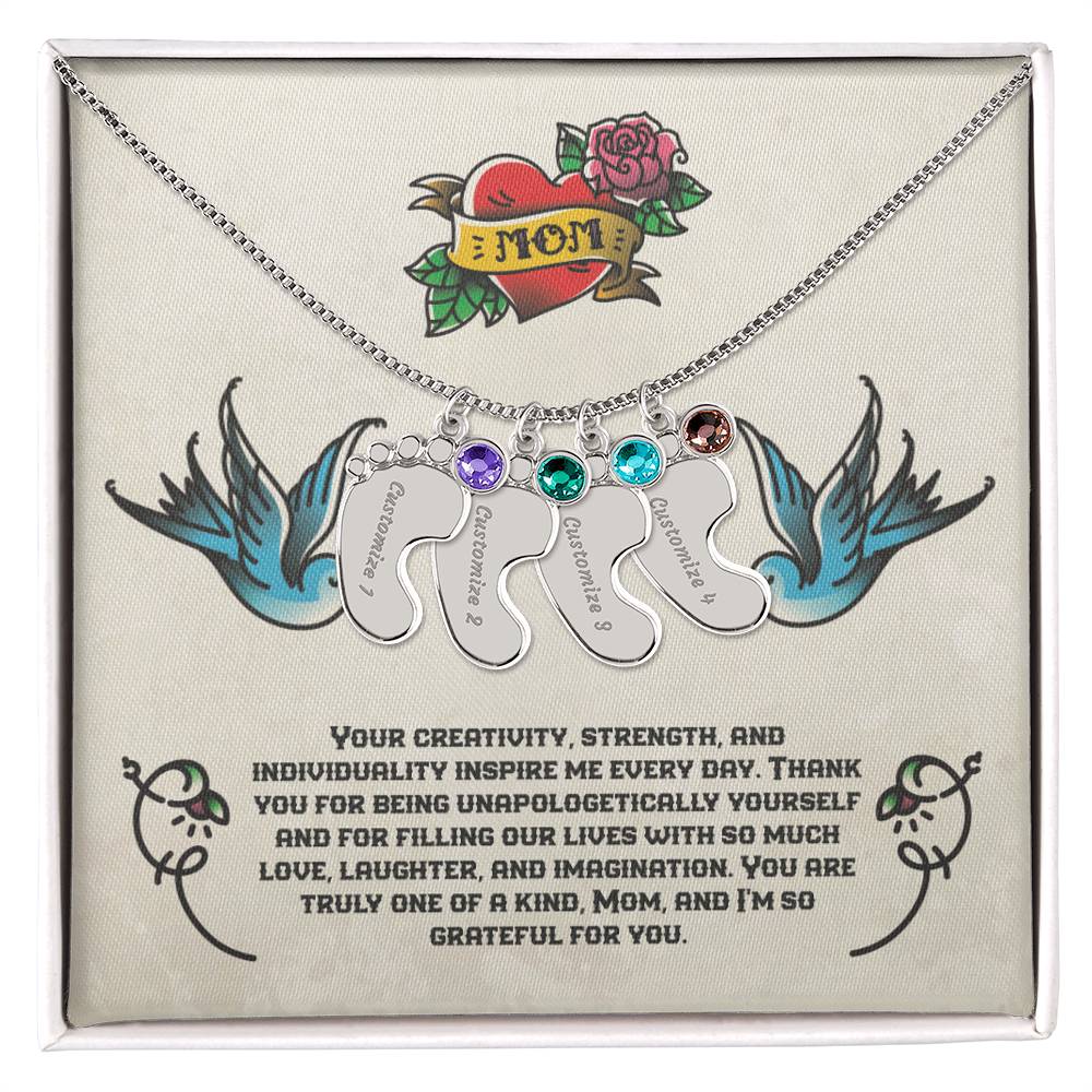 Jewelry 4 Charms / Polished Stainless Steel / Standard Box To Mom - Your creativity, strength, and individuality inspire me every day. Birthstone Necklace GiftsByJeff Gifts By Jeff Pittsburgh PA