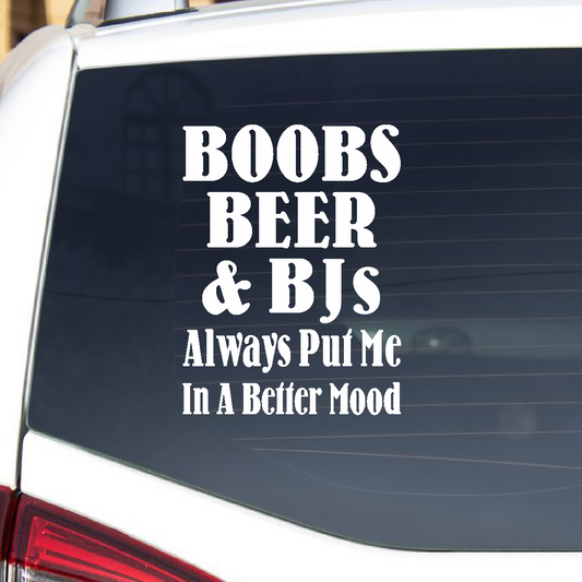 Car Decals Boobs, Beer & BJs - Vinyl Decal Boobs, Beer & BJs - Vinyl Decal GiftsByJeff Gifts By Jeff Pittsburgh PA