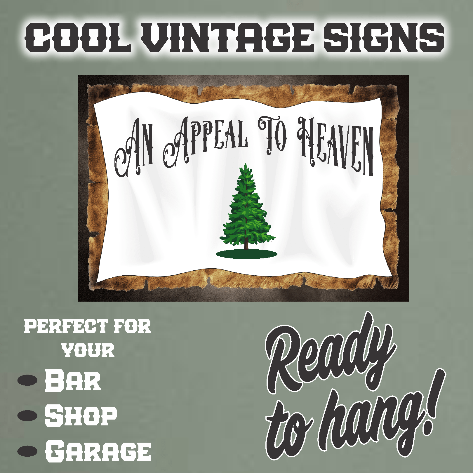accessories An Appeal To Heaven (Horizontal) - 12" x 18" Vintage Metal Sign GiftsByJeff Gifts By Jeff Pittsburgh PA