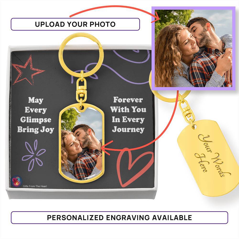 Jewelry Dog Tag Keychain (Gold) / No Carry Memories, Hold Moments: Personalized Dog Tag Photo Keychain GiftsByJeff Gifts By Jeff Pittsburgh PA