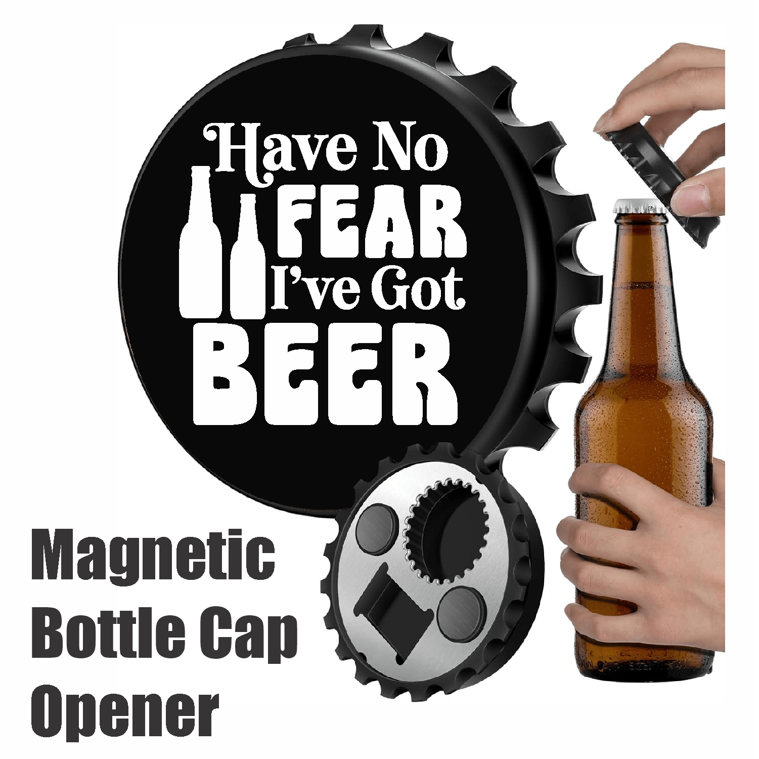 accessories Have No Fear I've Got Beer - Designer Beer Bottle Opener Magnet for Refrigerator, Gifts for Beer Lovers, Black GiftsByJeff Gifts By Jeff Pittsburgh PA