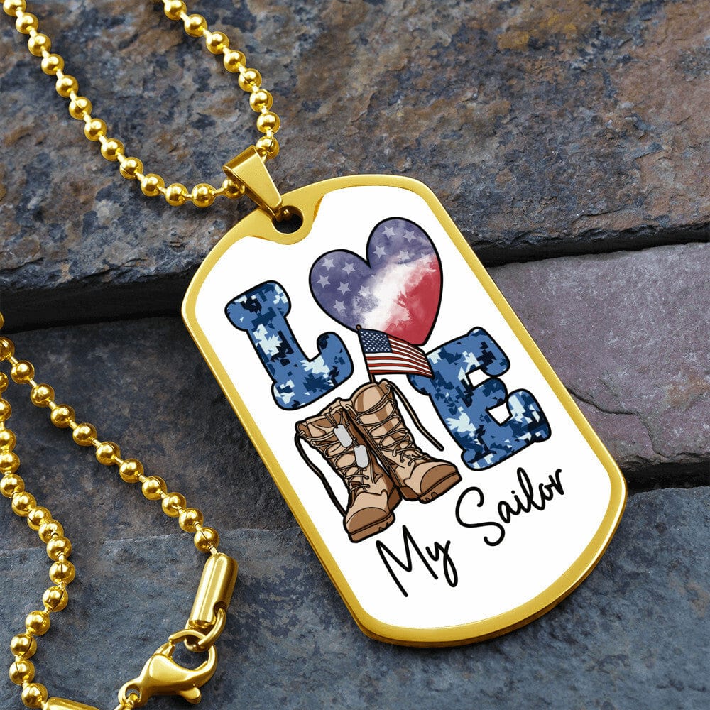 Jewelry Military Chain (Gold) / No love my sailor dog tag GiftsByJeff Gifts By Jeff Pittsburgh PA