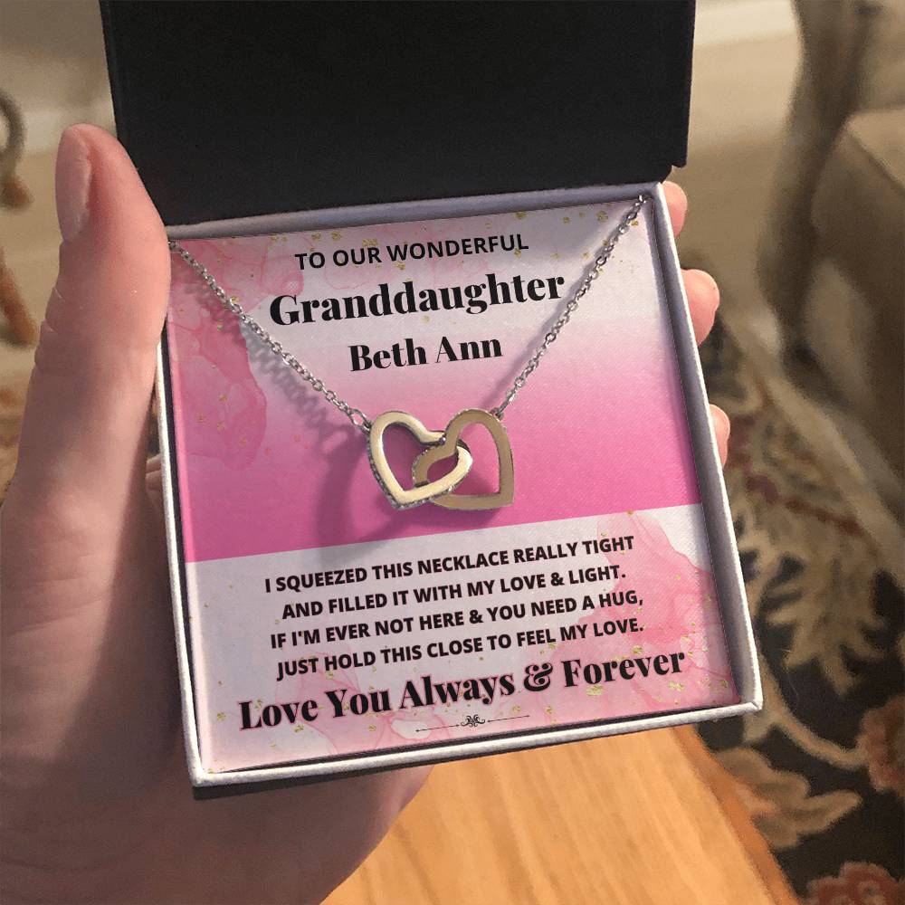 Jewelry To Our Wonderful Granddaughter (Personalized) - If I'm Ever Not Here & You Need A Hug, Just Hold This Close To Feel My Love. - Name Necklace GiftsByJeff Gifts By Jeff Pittsburgh PA