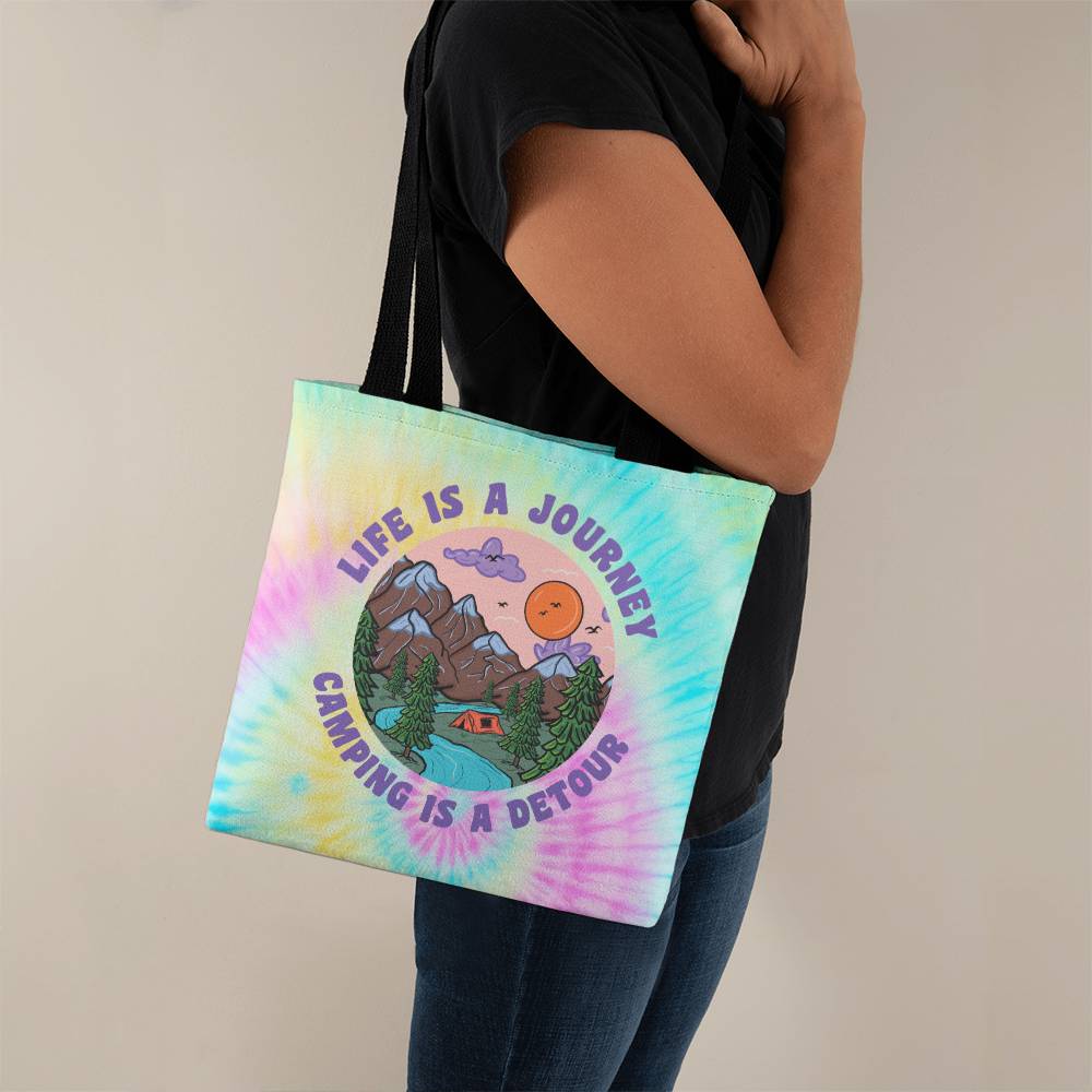 Jewelry 13" x 13" / Black Life is a Journey, Camping is a Detour Tote Bag GiftsByJeff Gifts By Jeff Pittsburgh PA