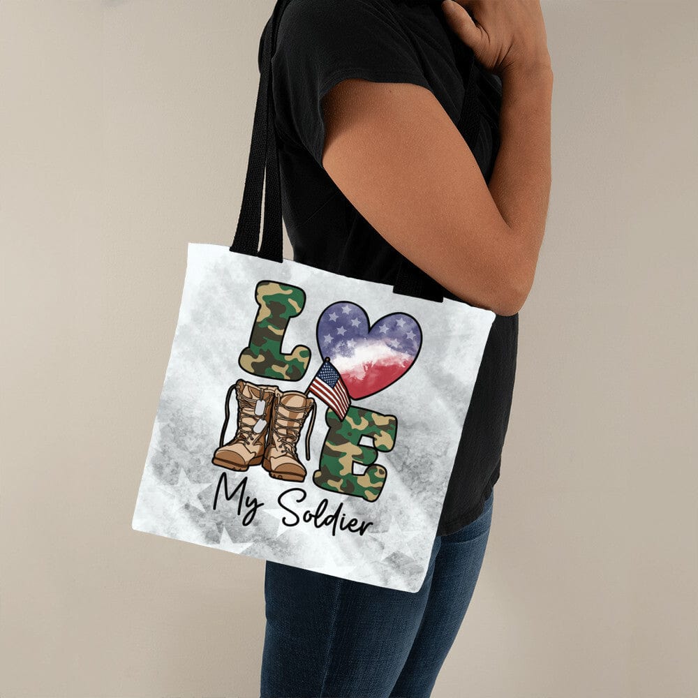 Tote Bag 13" x 13" / Black Love My Soldier Classic Tote Bag GiftsByJeff Gifts By Jeff Pittsburgh PA