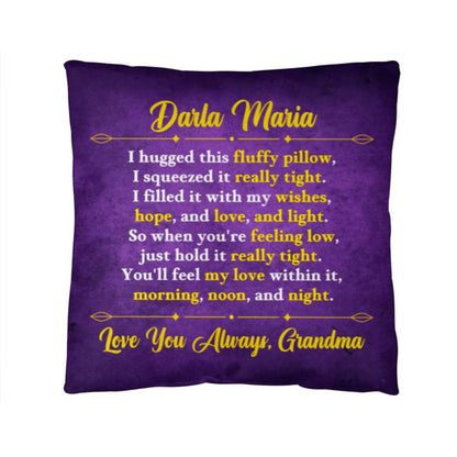 Jewelry 14" x 14" Personalized Pillow - Purple - So when you're feeling low, just hold it really tight. You'll feel my love within it,  morning, noon, and night. - Classic Pillow GiftsByJeff Gifts By Jeff Pittsburgh PA