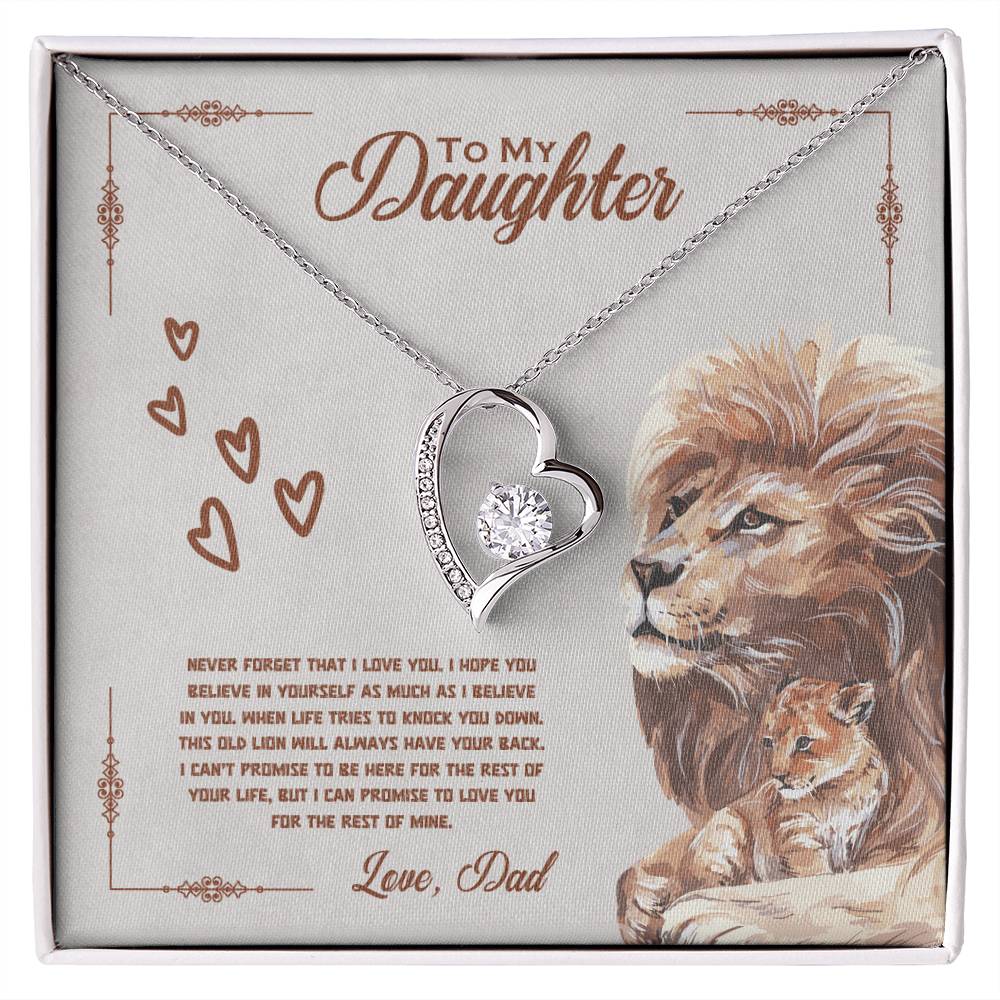 Jewelry 14k White Gold Finish / Standard Box To My Daughter, Love Dad, Never Forget That I Love You - Dazzling Forever Love Necklace GiftsByJeff Gifts By Jeff Pittsburgh PA