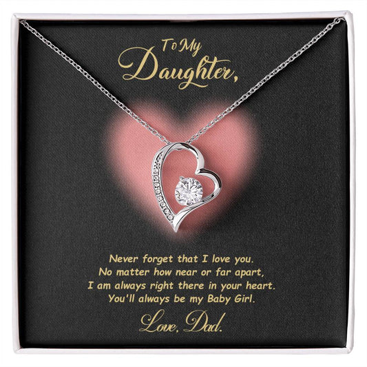 Jewelry 14k White Gold Finish / Standard Box To My Daughter, You'll Always Be My Baby Girl - Dazzling Forever Love Necklace GiftsByJeff Gifts By Jeff Pittsburgh PA