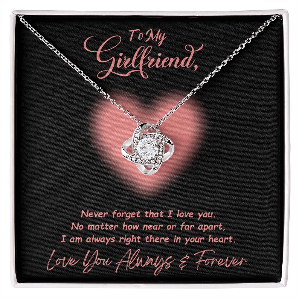 Jewelry 14K White Gold Finish / Standard Box To My Girlfriend, Never Forget That I Love You - Beautiful Love Knot Necklace GiftsByJeff Gifts By Jeff Pittsburgh PA