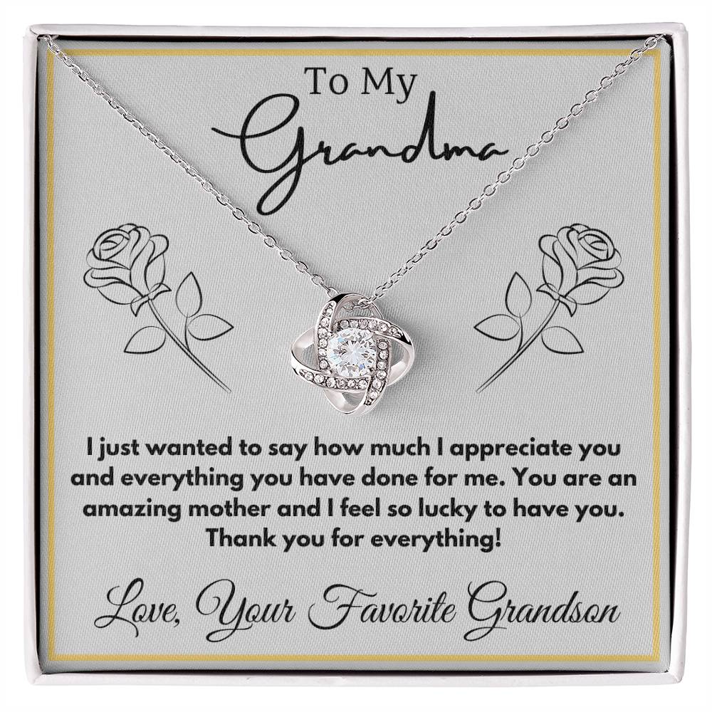 Jewelry 14K White Gold Finish / Standard Box To My Grandma (Grandmother) - I just wanted to say how much I appreciate you and everything you have done for me.  - Love Knot Necklace GiftsByJeff Gifts By Jeff Pittsburgh PA