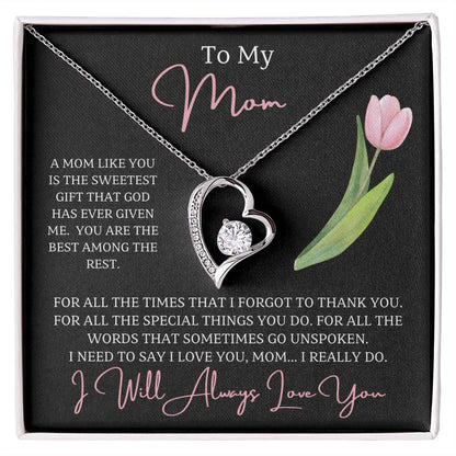 Jewelry 14k White Gold Finish / Standard Box To My Mom, For all the words that sometimes go unspoken I need to say I love you, mom...I really do! - dazzling Forever Love Necklace GiftsByJeff Gifts By Jeff Pittsburgh PA