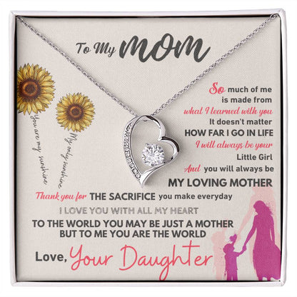 Jewelry 14k White Gold Finish / Standard Box To My Mom, Thank You For The Sacrifice You Make Everyday - Dazzling Forever Love Necklace GiftsByJeff Gifts By Jeff Pittsburgh PA