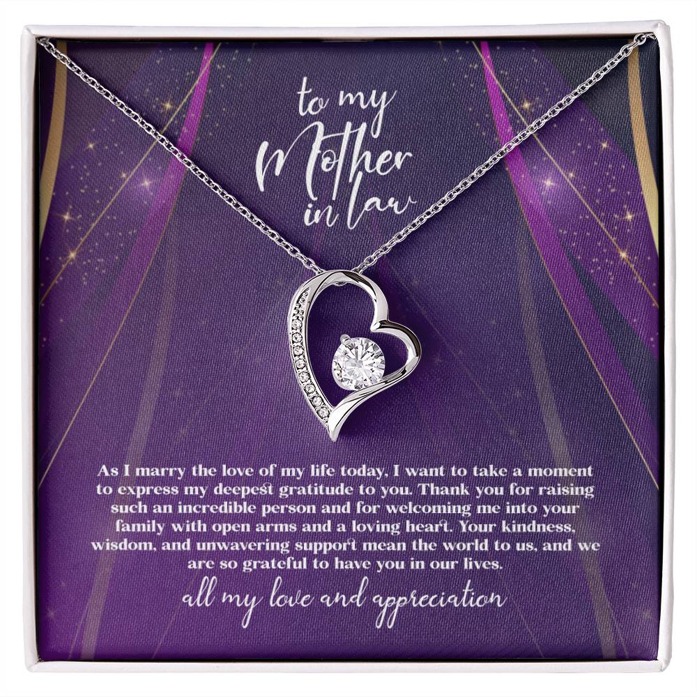 Jewelry 14k White Gold Finish / Standard Box To my Mother-In-Law on my wedding day - All my Love and Appreciation Heart Necklace GiftsByJeff Gifts By Jeff Pittsburgh PA