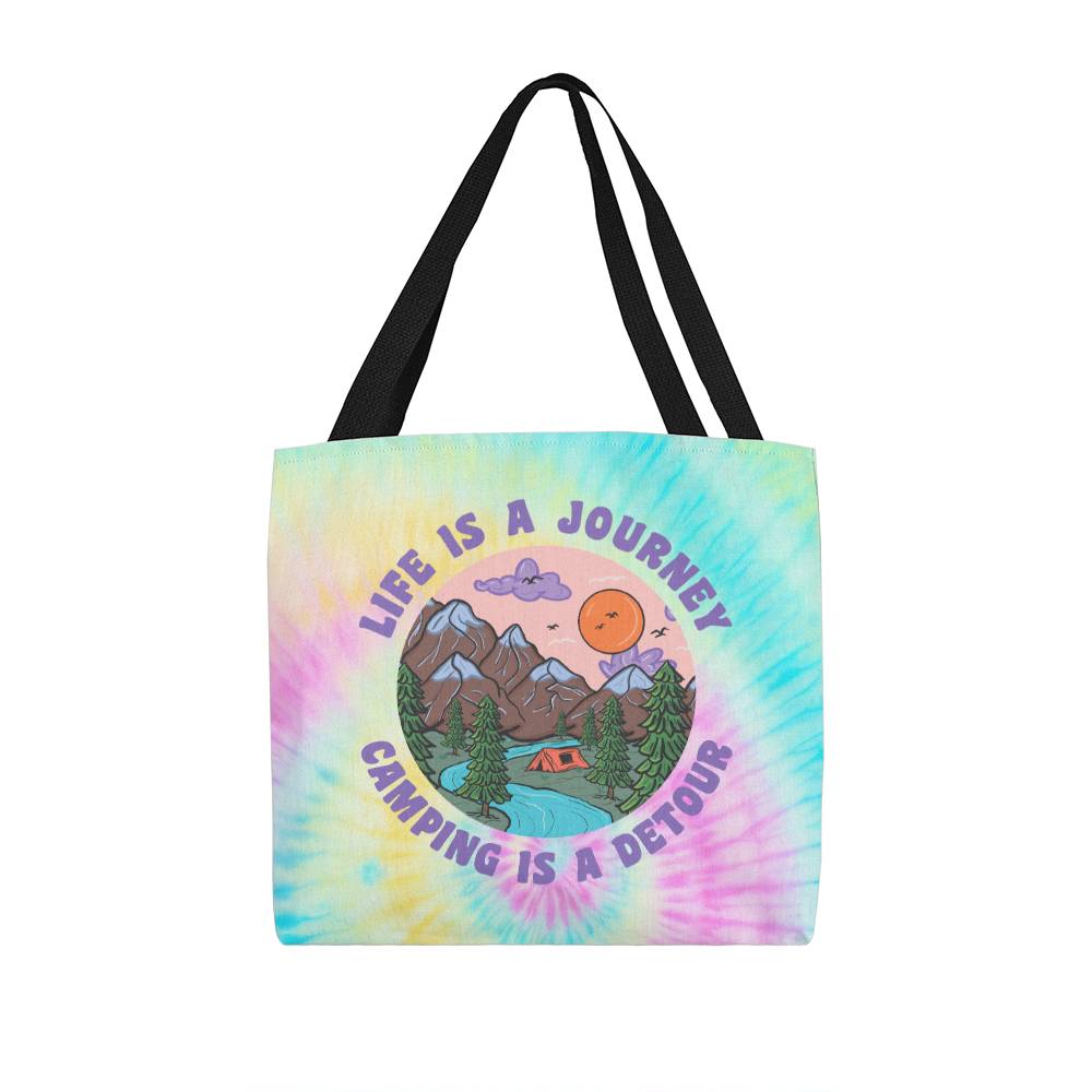 Jewelry 16" x 16" / Black Life is a Journey, Camping is a Detour Tote Bag GiftsByJeff Gifts By Jeff Pittsburgh PA