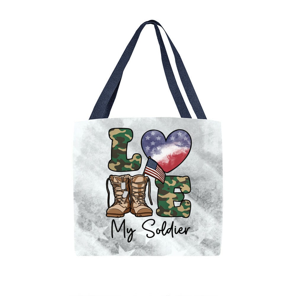 Tote Bag 16" x 16" / Navy Love My Soldier Classic Tote Bag GiftsByJeff Gifts By Jeff Pittsburgh PA