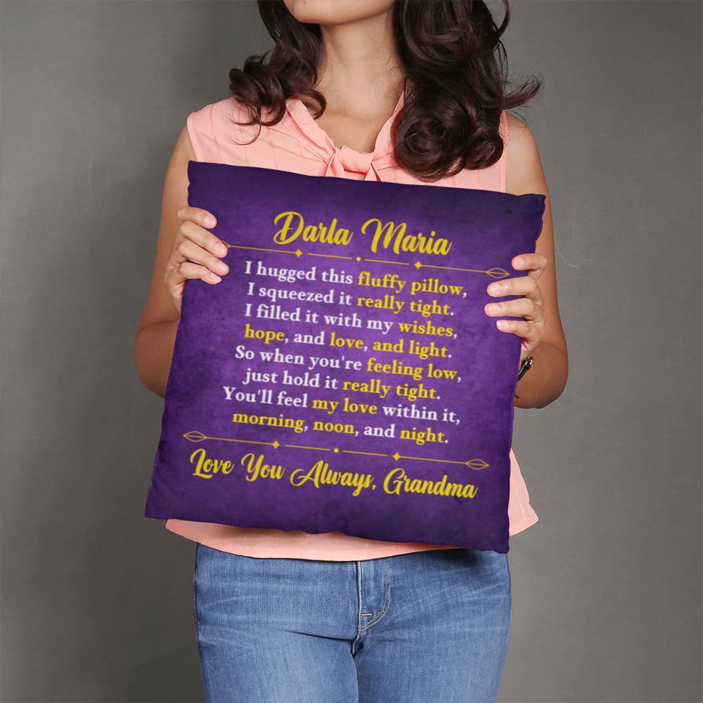 Jewelry 16" x 16" Personalized Pillow - Purple - So when you're feeling low, just hold it really tight. You'll feel my love within it,  morning, noon, and night. - Classic Pillow GiftsByJeff Gifts By Jeff Pittsburgh PA