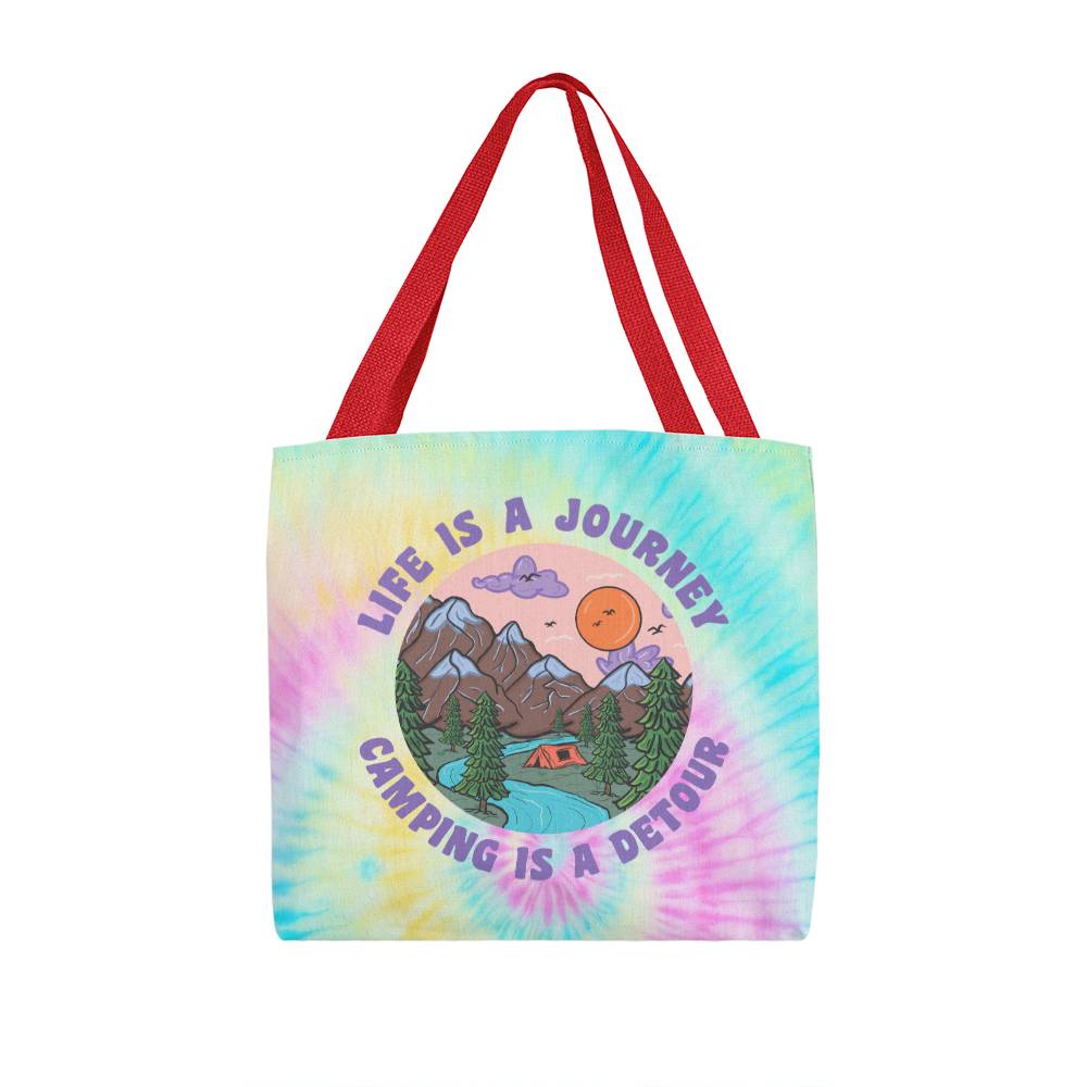 Jewelry 16" x 16" / Red Life is a Journey, Camping is a Detour Tote Bag GiftsByJeff Gifts By Jeff Pittsburgh PA