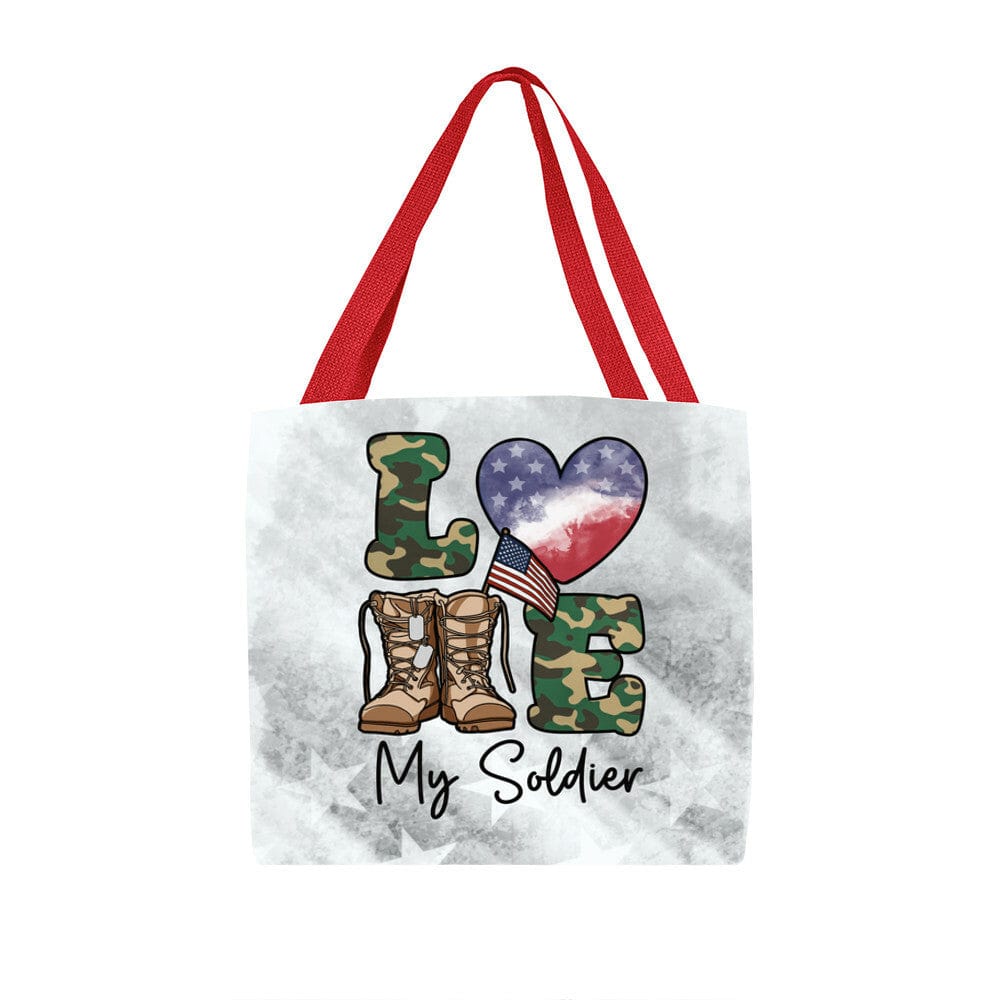 Tote Bag 16" x 16" / Red Love My Soldier Classic Tote Bag GiftsByJeff Gifts By Jeff Pittsburgh PA