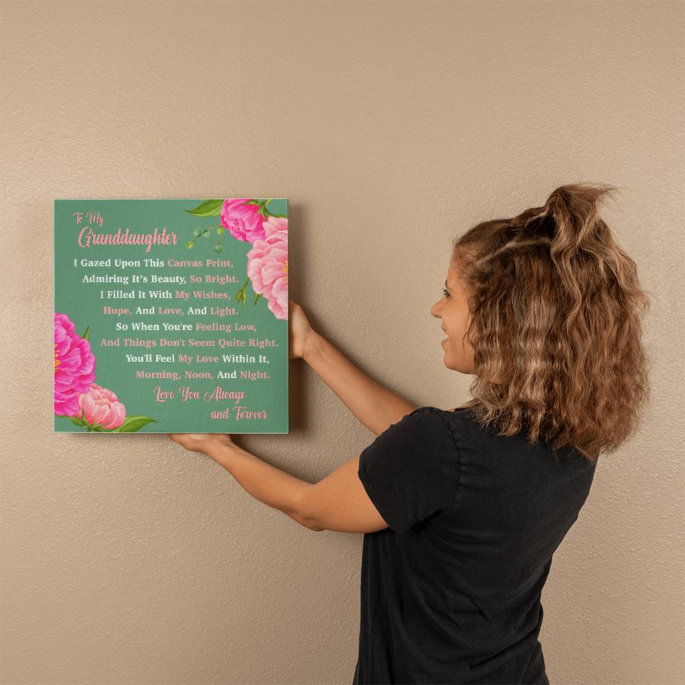 Jewelry 16" x 16" To My Granddaughter - Gallery Wrapped Canvas Print - I gazed upon this canvas print, I adorned it with my wishes, with hope and love and light. GiftsByJeff Gifts By Jeff Pittsburgh PA