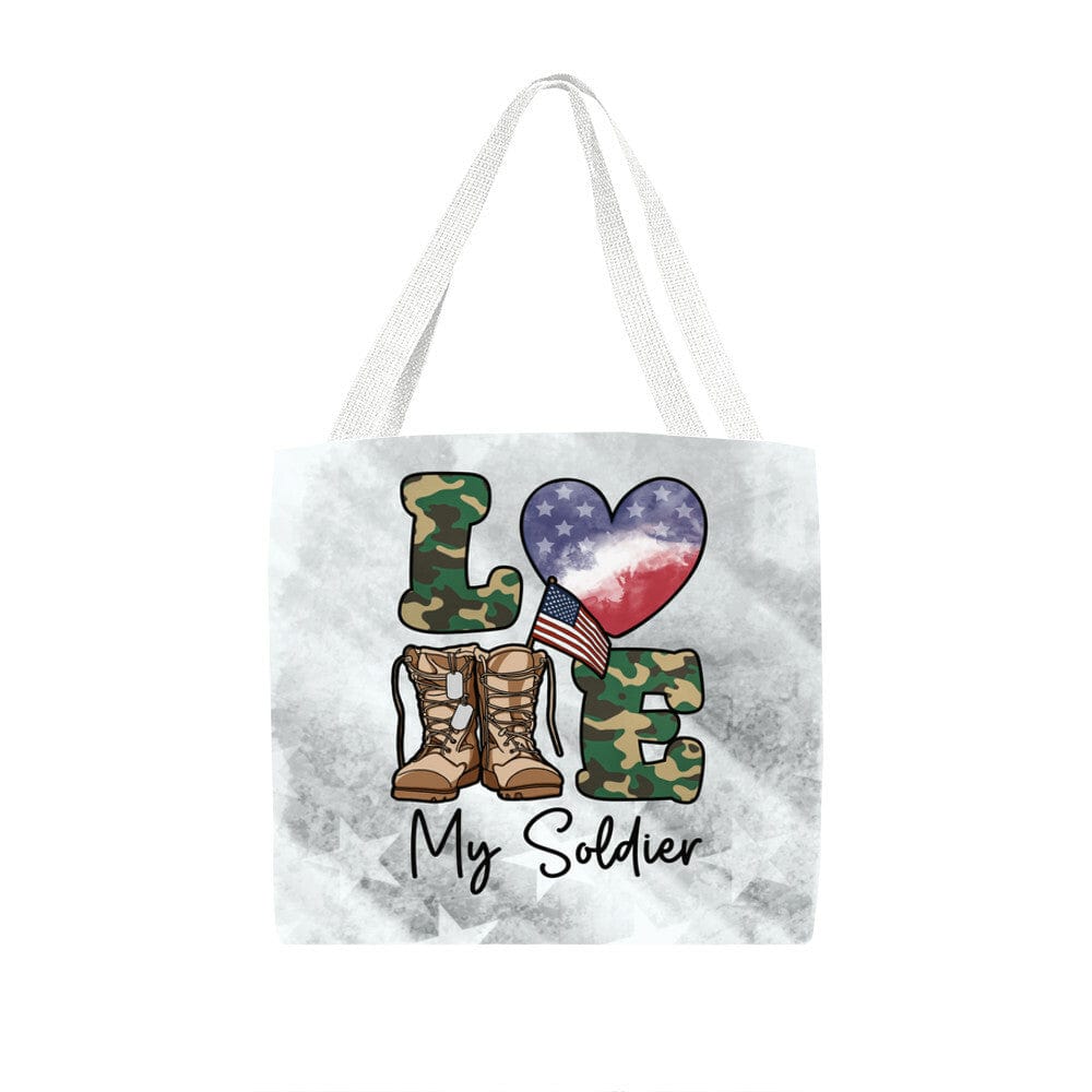 Tote Bag 16" x 16" / White Love My Soldier Classic Tote Bag GiftsByJeff Gifts By Jeff Pittsburgh PA