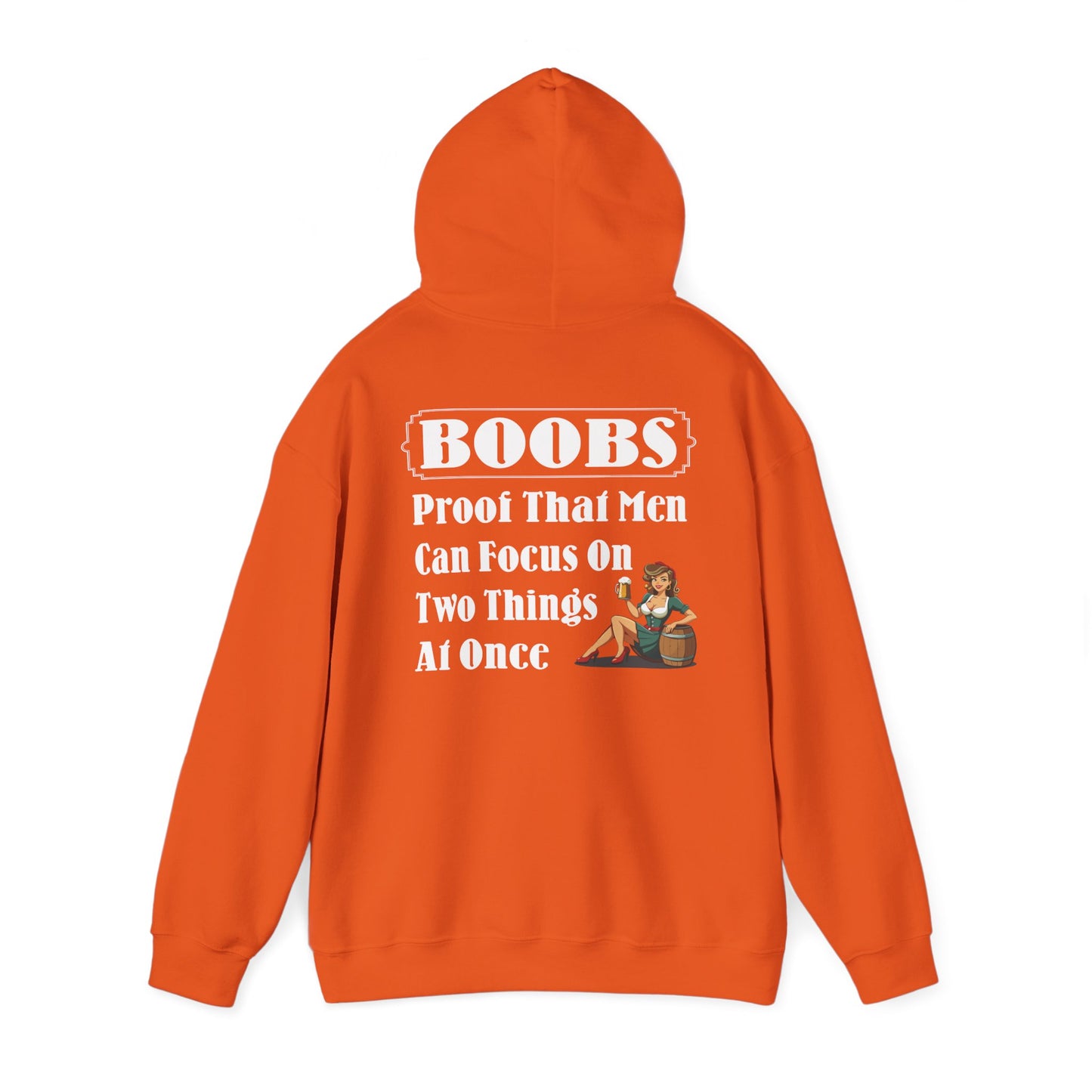 Funny Hooded Sweatshirt - 'BOOBS, Proof That Men Can Focus On Two Things At Once'