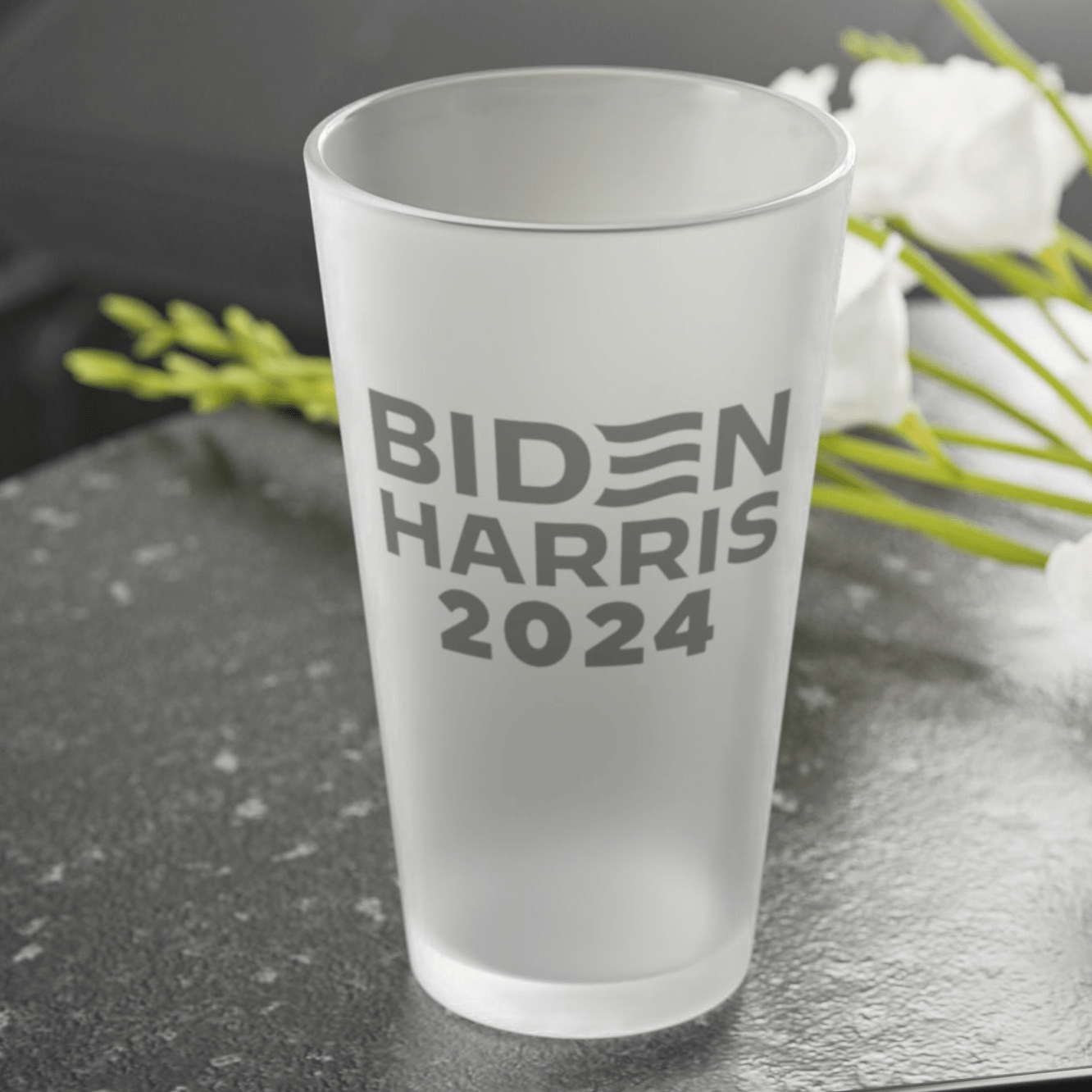 Mug 16oz / Frosted 2024 BIDEN - HARRIS - Frosted Pint Glass, 16oz GiftsByJeff Gifts By Jeff Pittsburgh PA