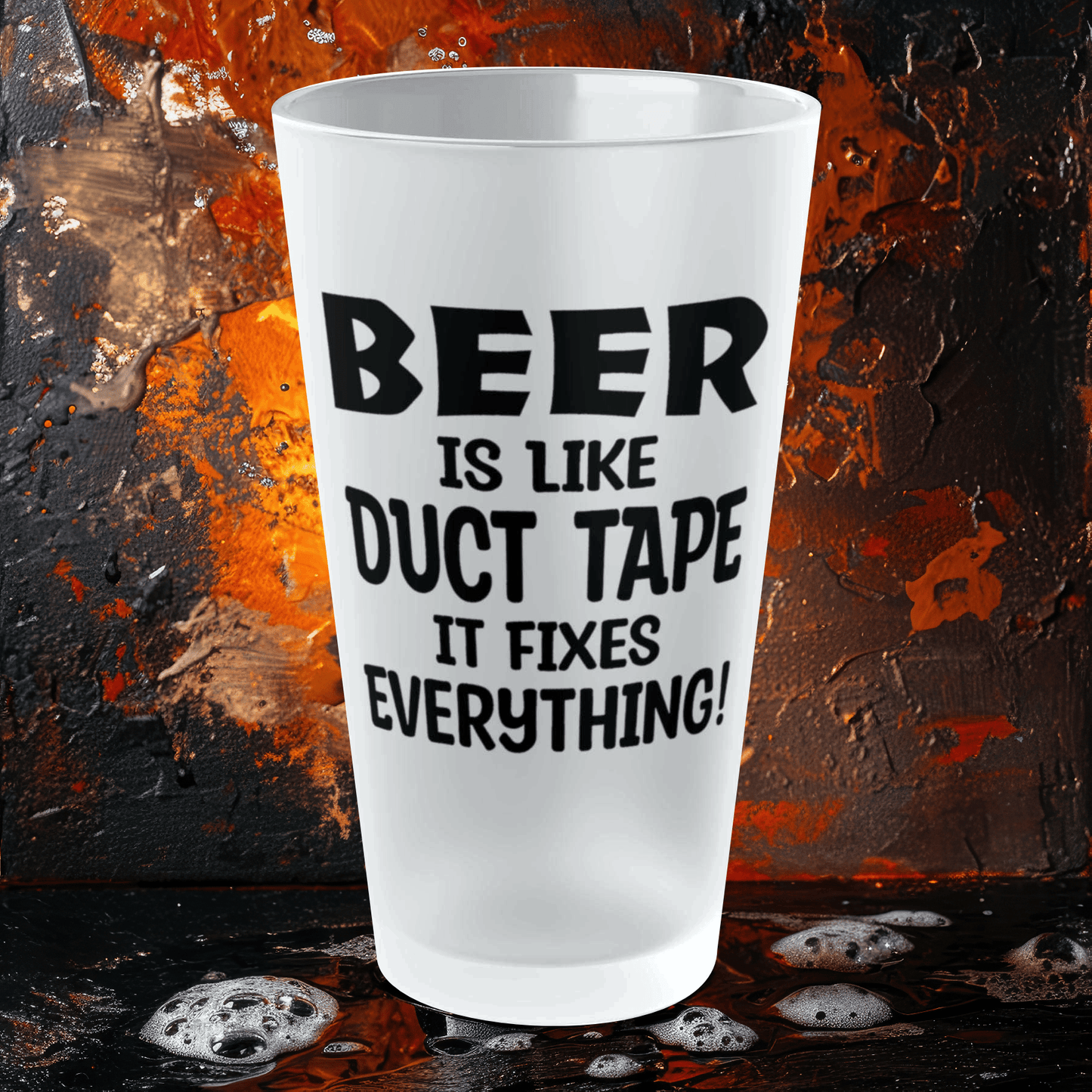 Mug 16oz / Frosted BEER Is Like Duct Tape, It Fixes Everything! - Frosted Pint Glass, 16oz GiftsByJeff Gifts By Jeff Pittsburgh PA