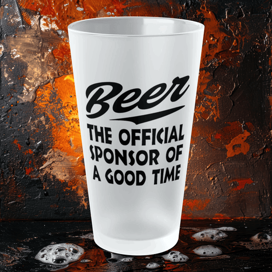 Mug 16oz / Frosted BEER The Official Sponsor Of A Good Time - Frosted Pint Glass, 16oz GiftsByJeff Gifts By Jeff Pittsburgh PA