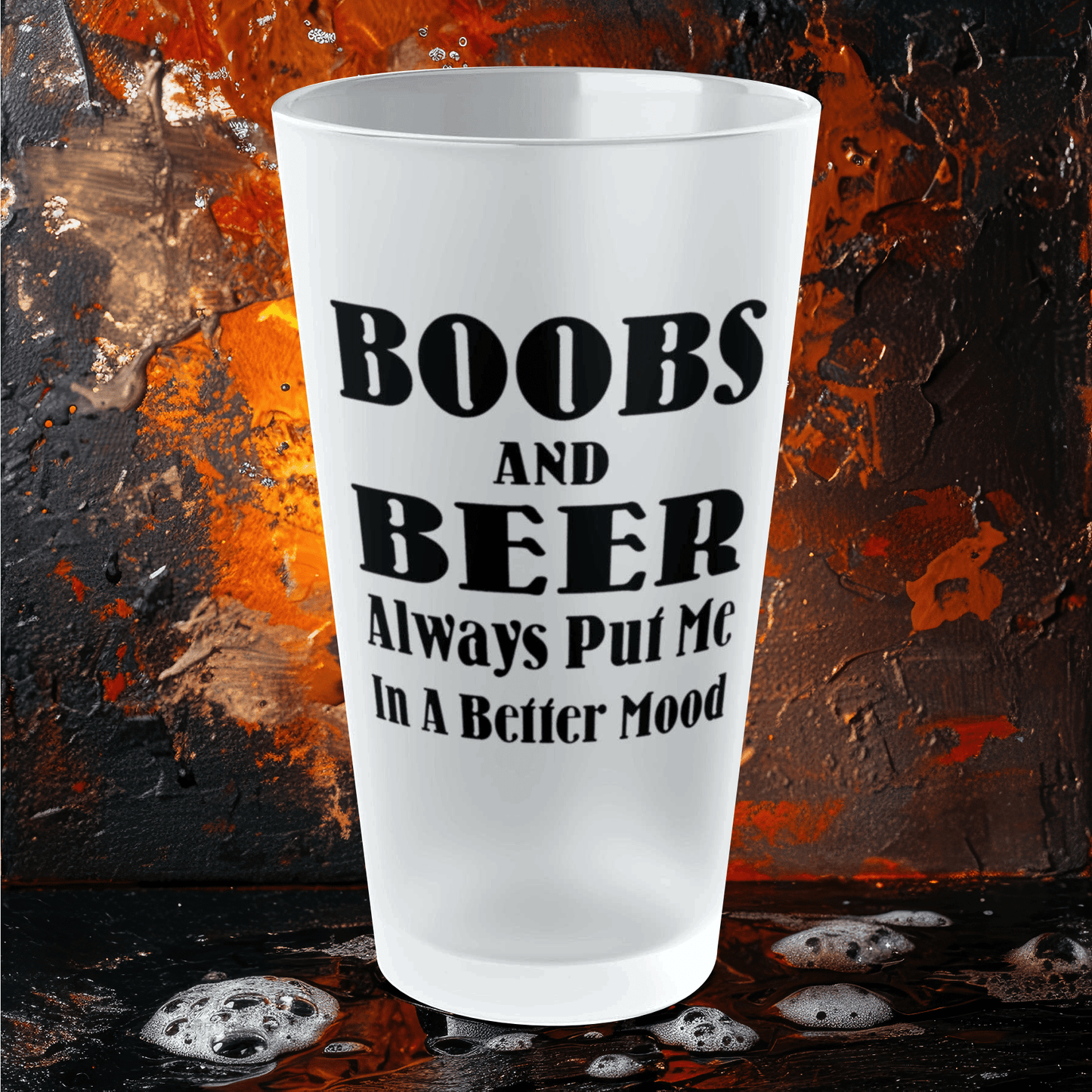 Mug 16oz / Frosted BOOBS and BEER Always Put Me In A Better Mood - Frosted Pint Glass, 16oz GiftsByJeff Gifts By Jeff Pittsburgh PA