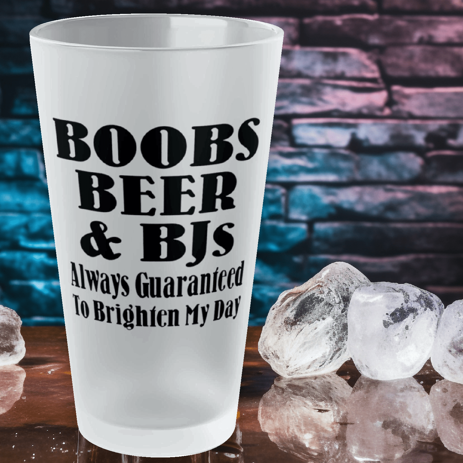 Mug 16oz / Frosted Boobs, Beer and BJs - Always Guaranteed To Brighten My Day - Frosted Pint Glass, 16oz GiftsByJeff Gifts By Jeff Pittsburgh PA