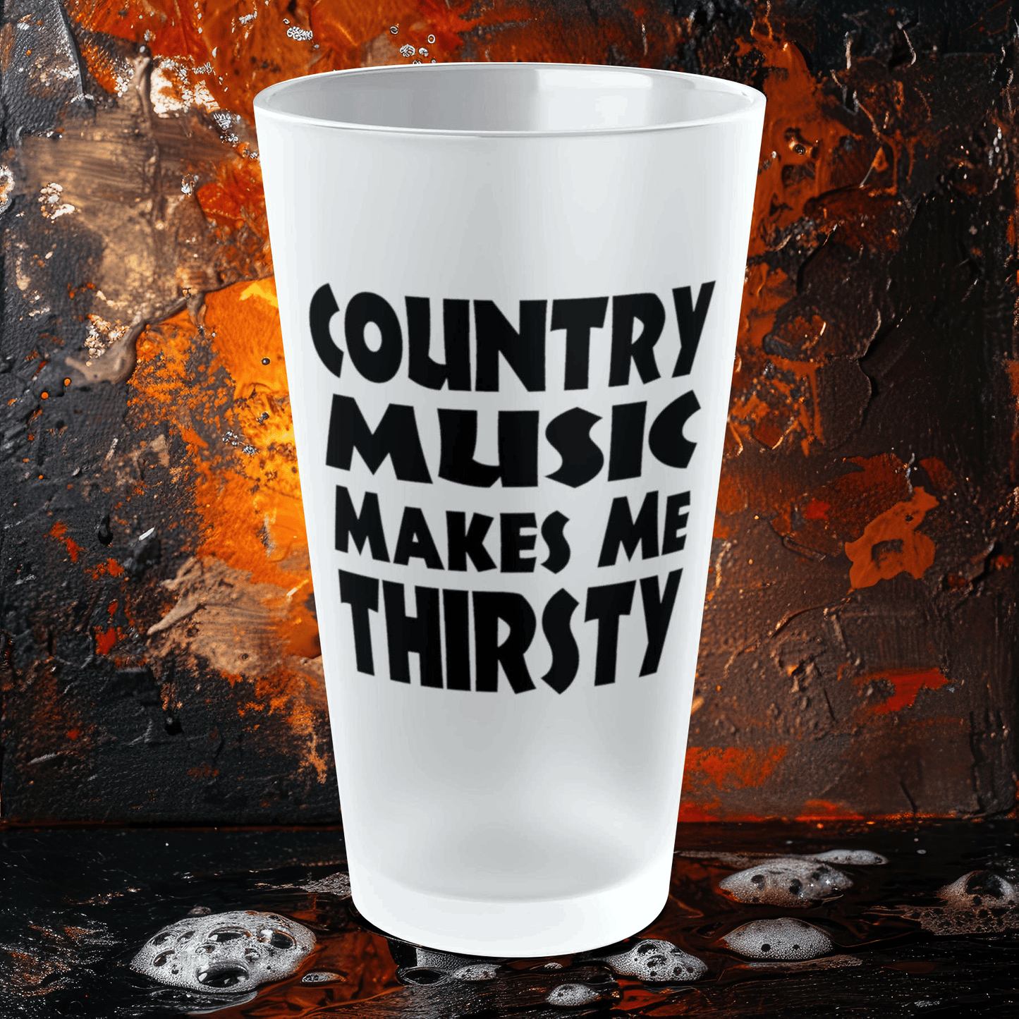 Mug 16oz / Frosted Country Music Makes Me Thirsty - Frosted Pint Glass, 16oz GiftsByJeff Gifts By Jeff Pittsburgh PA