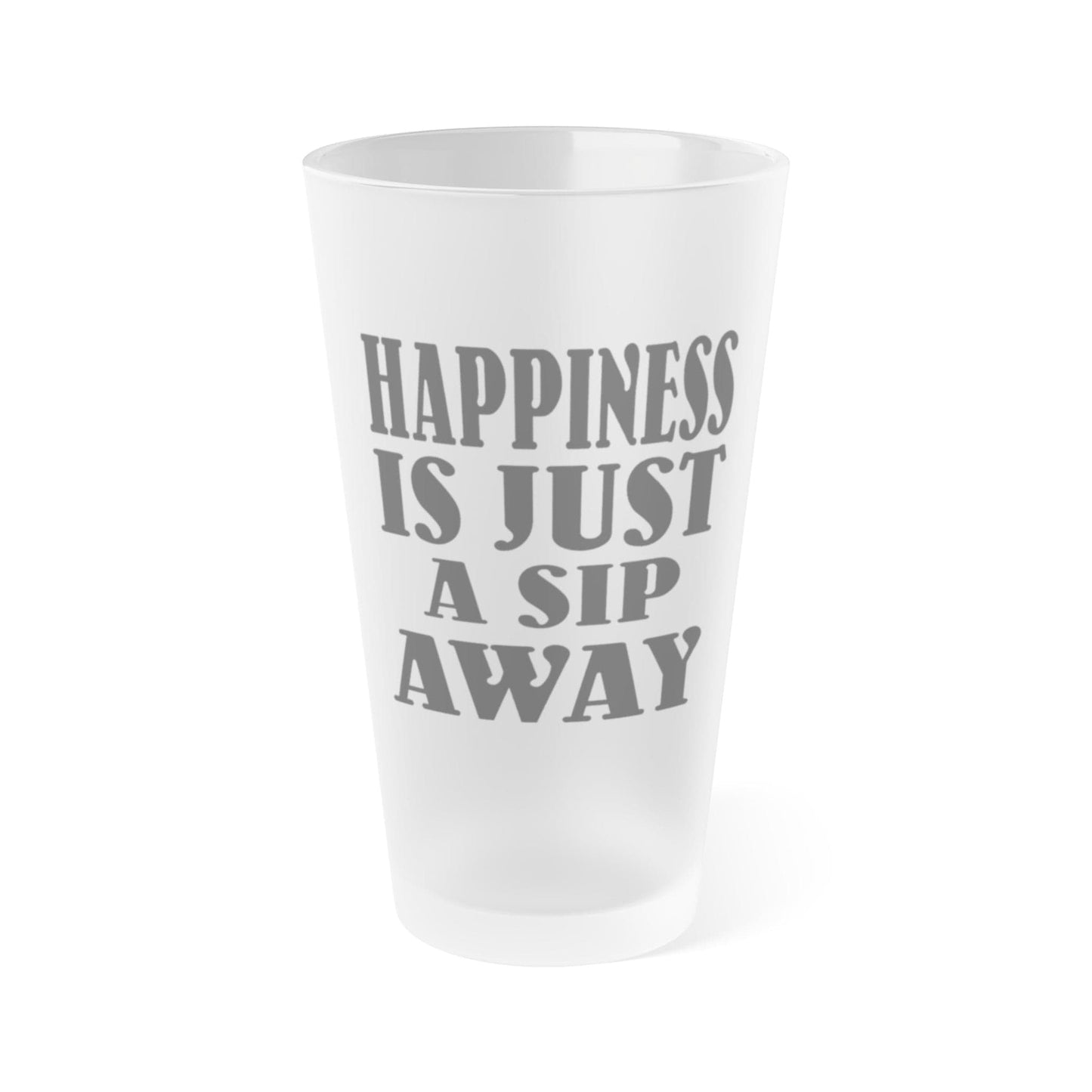 Mug 16oz / Frosted Happiness Is Just A Sip Away - Frosted Pint Glass, 16oz GiftsByJeff Gifts By Jeff Pittsburgh PA