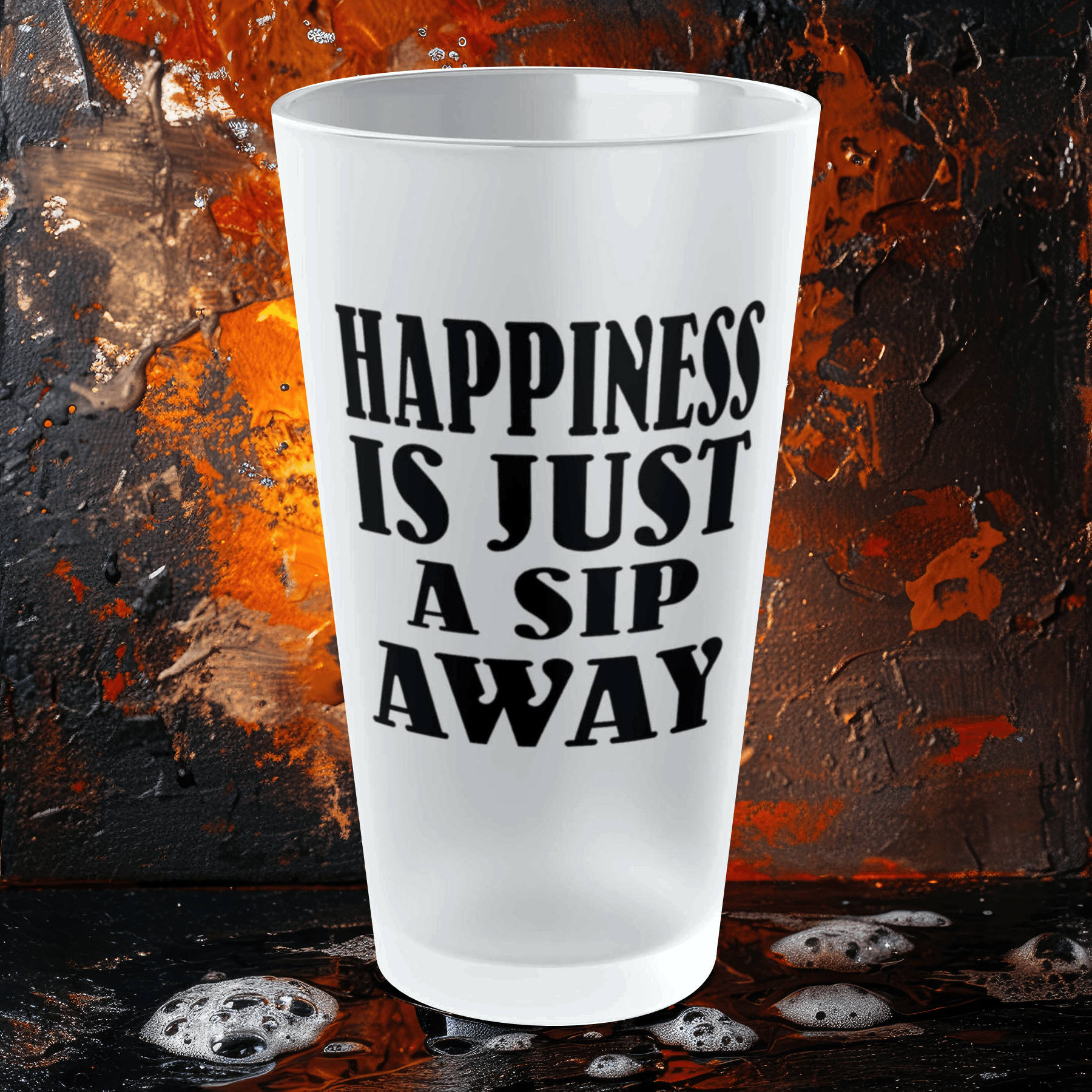 Mug 16oz / Frosted Happiness Is Just A Sip Away - Frosted Pint Glass, 16oz GiftsByJeff Gifts By Jeff Pittsburgh PA