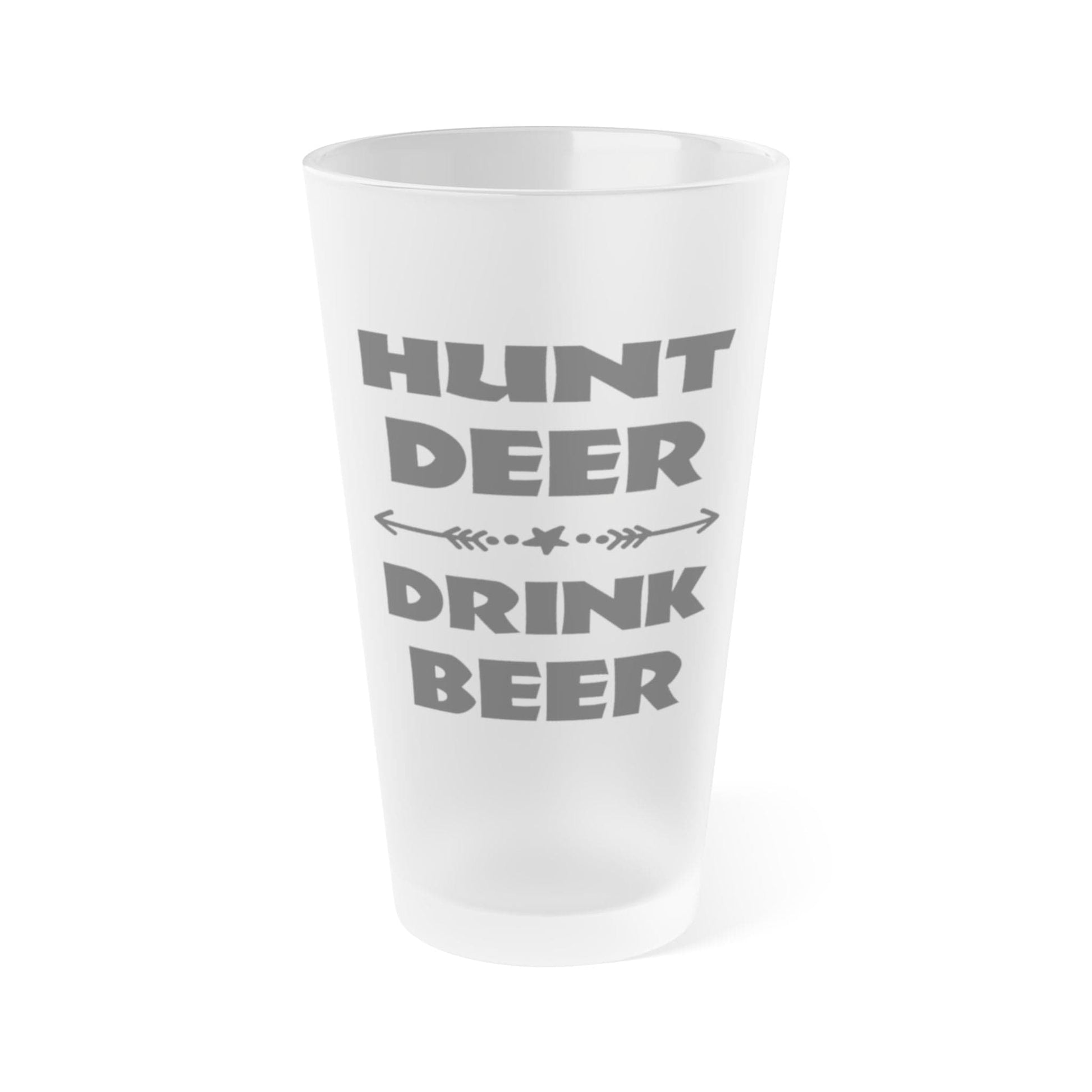 Mug 16oz / Frosted HUNT DEER, DRINK BEER - Frosted Pint Glass, 16oz GiftsByJeff Gifts By Jeff Pittsburgh PA