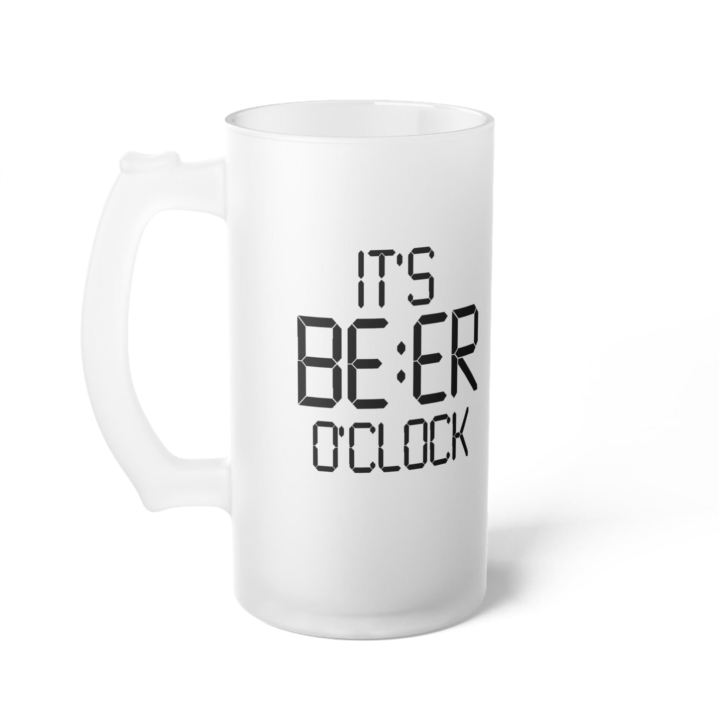 Mug 16oz / Frosted It's BEER O'clock  - Frosted Glass Beer Mug GiftsByJeff Gifts By Jeff Pittsburgh PA