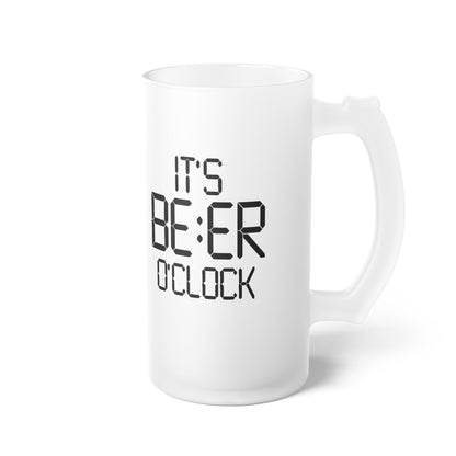 Mug 16oz / Frosted It's BEER O'clock  - Frosted Glass Beer Mug GiftsByJeff Gifts By Jeff Pittsburgh PA