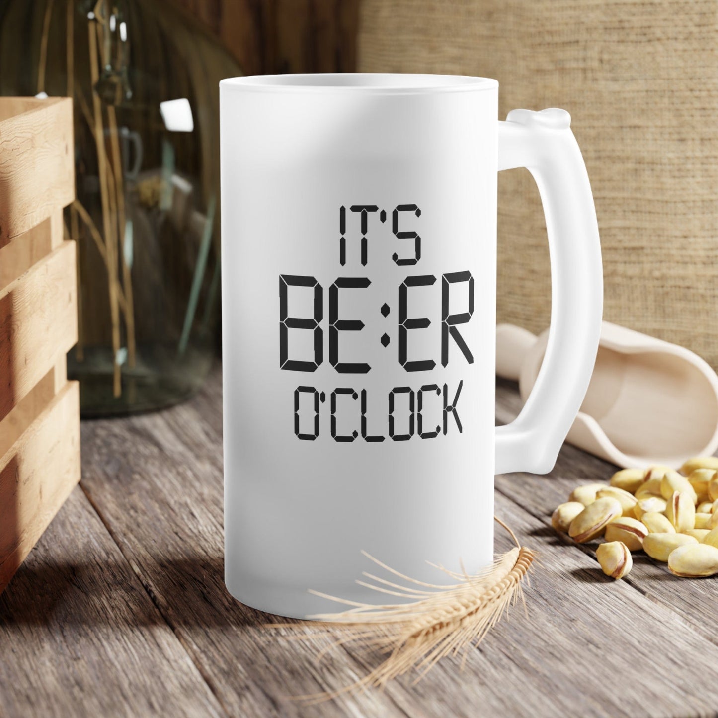 Mug 16oz / Frosted It's BEER O'clock  - Frosted Glass Beer Mug GiftsByJeff Gifts By Jeff Pittsburgh PA