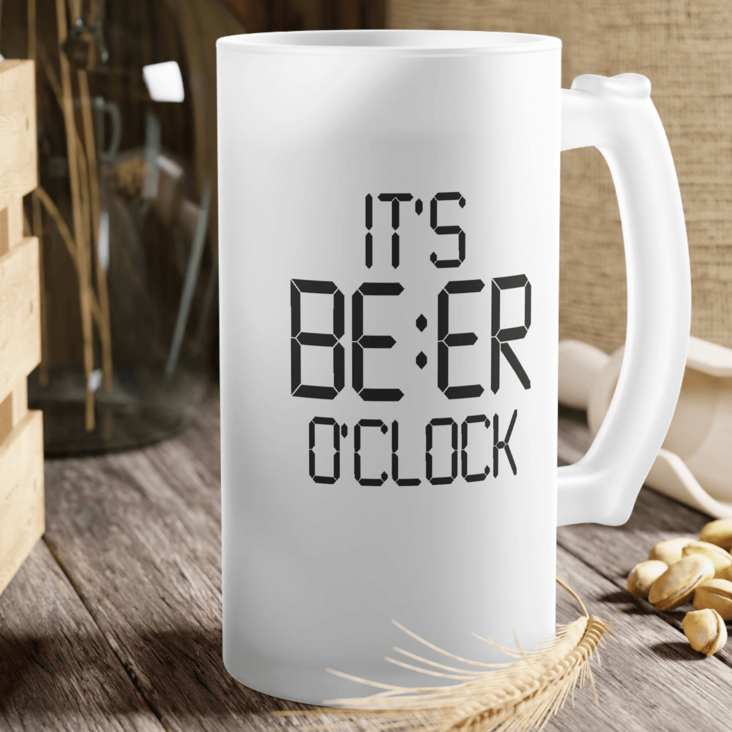 Mug 16oz / Frosted It's BEER O'clock  - Frosted Glass Beer Mug GiftsByJeff Gifts By Jeff Pittsburgh PA