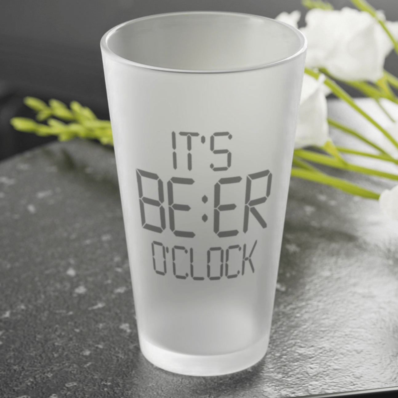 Mug 16oz / Frosted It's Beer O'clock- Frosted Pint Glass, 16oz GiftsByJeff Gifts By Jeff Pittsburgh PA