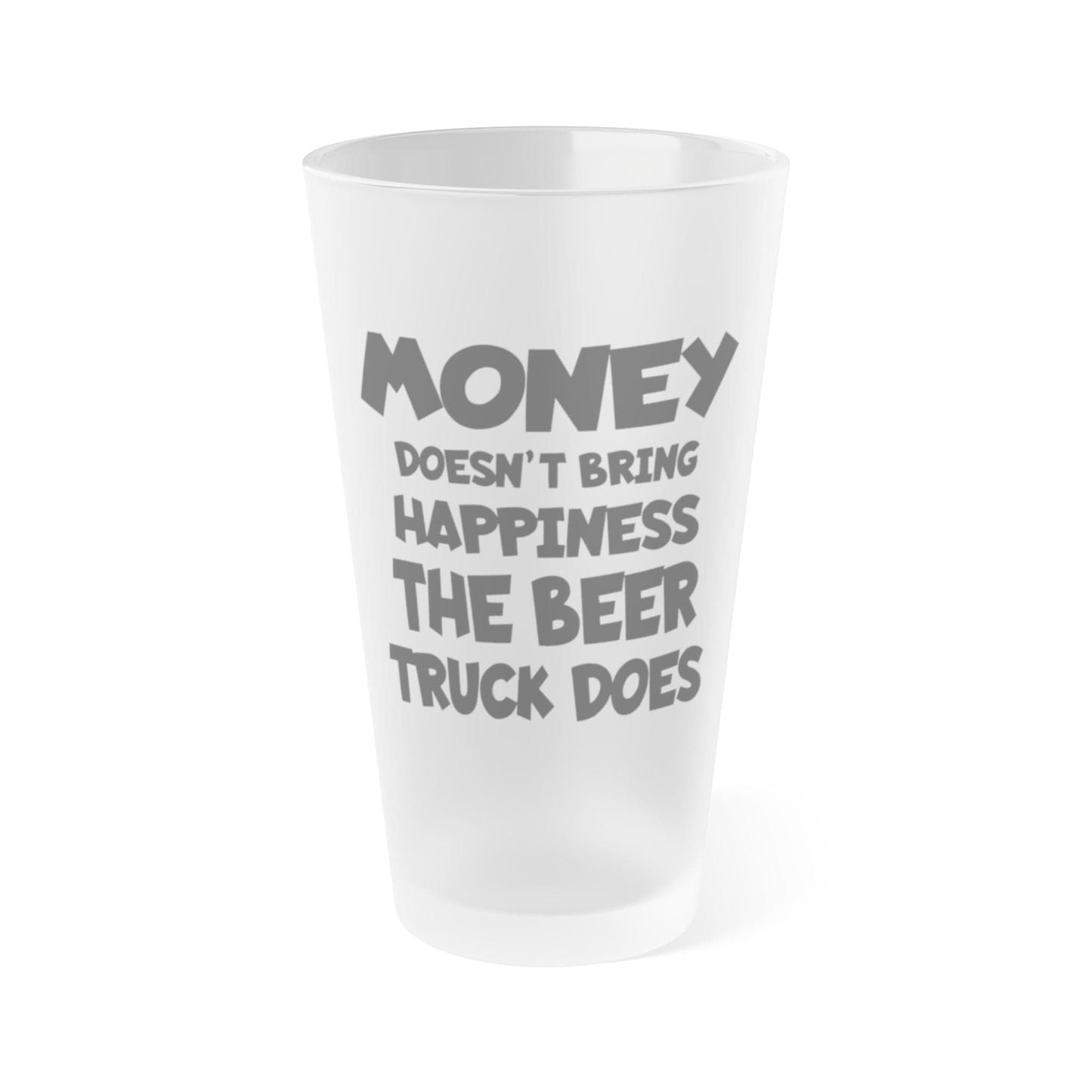 Mug 16oz / Frosted Money Doesn't Bring Happiness, The BEER TRUCK Does - Frosted Pint Glass, 16oz GiftsByJeff Gifts By Jeff Pittsburgh PA