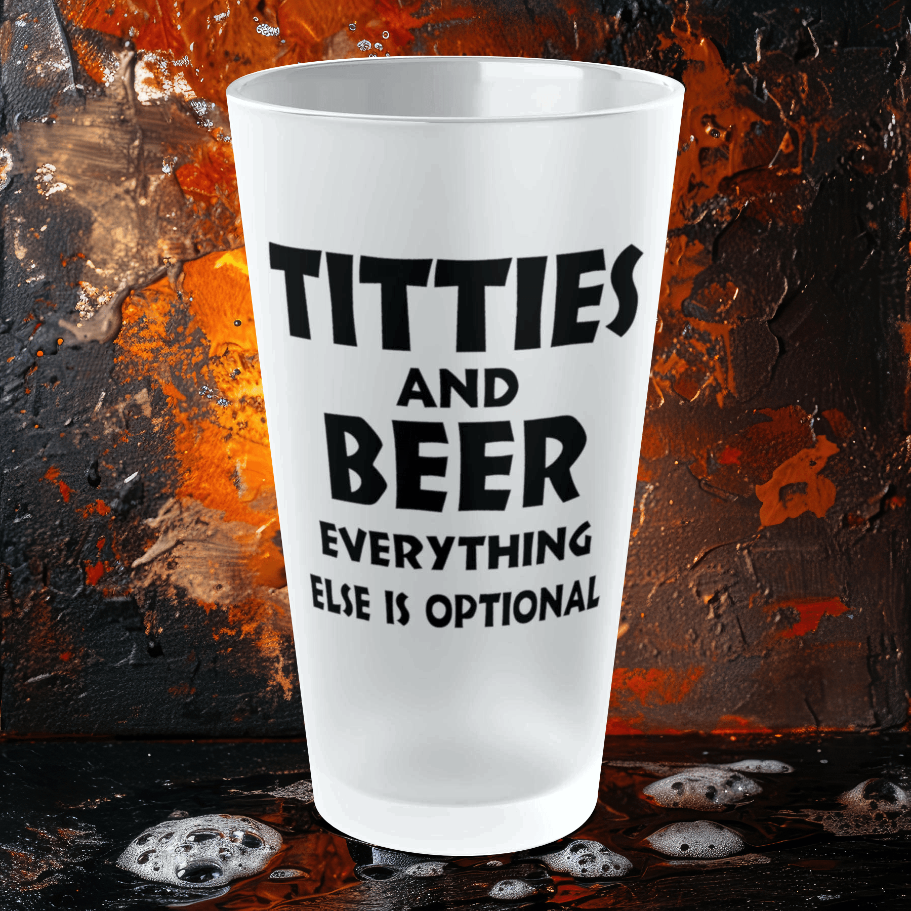 Mug 16oz / Frosted Titties And Beer, Everything Else Is Optional - Frosted Pint Glass, 16oz GiftsByJeff Gifts By Jeff Pittsburgh PA