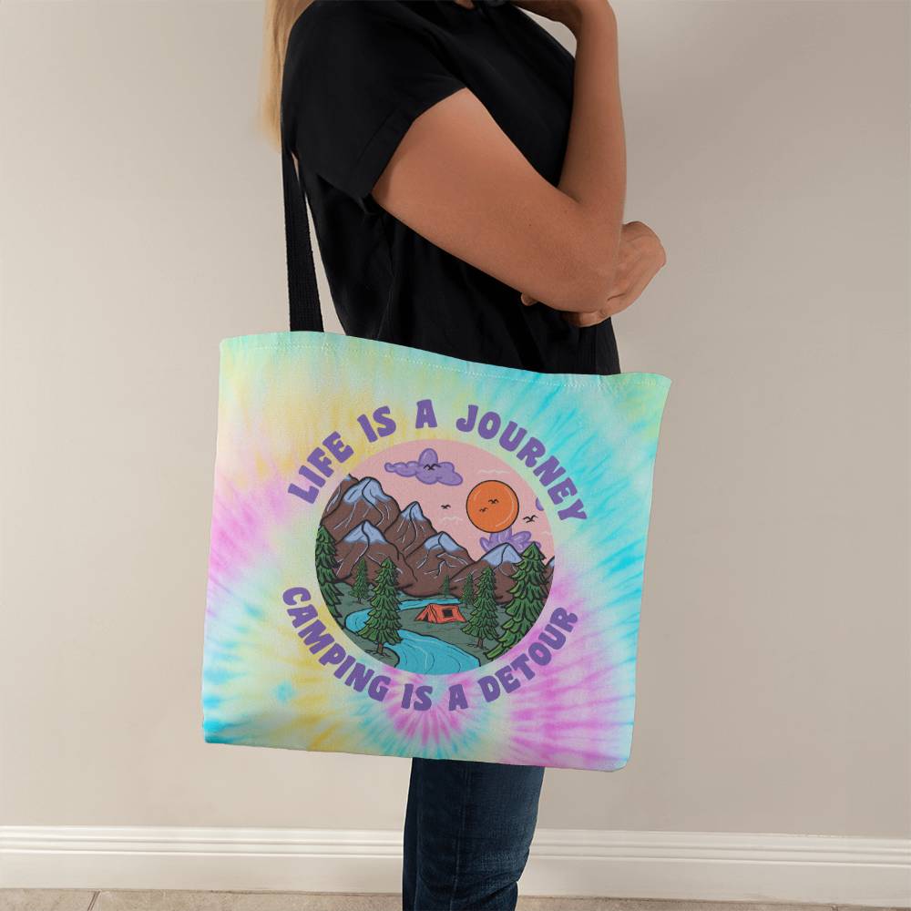 Jewelry 18" x 18" / Black Life is a Journey, Camping is a Detour Tote Bag GiftsByJeff Gifts By Jeff Pittsburgh PA