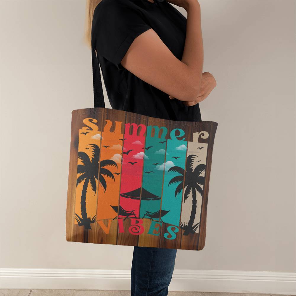 Jewelry 18" x 18" / Black Summer Vibes Wood Classic Tote Bag GiftsByJeff Gifts By Jeff Pittsburgh PA