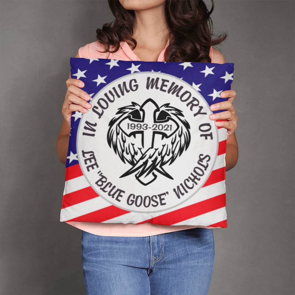 Jewelry 18" x 18" Personalized Memorial Patriotic Pillow with a Cross and Angel Wings GiftsByJeff Gifts By Jeff Pittsburgh PA