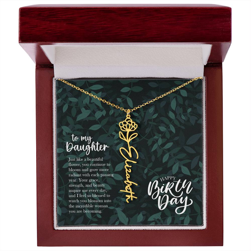 Jewelry 18k Yellow Gold Finish / Luxury Box / November To my Daughter - Just like a beautiful flower, you continue to bloom.. Happy Birthday Birth Flower Custom Name Necklace GiftsByJeff Gifts By Jeff Pittsburgh PA