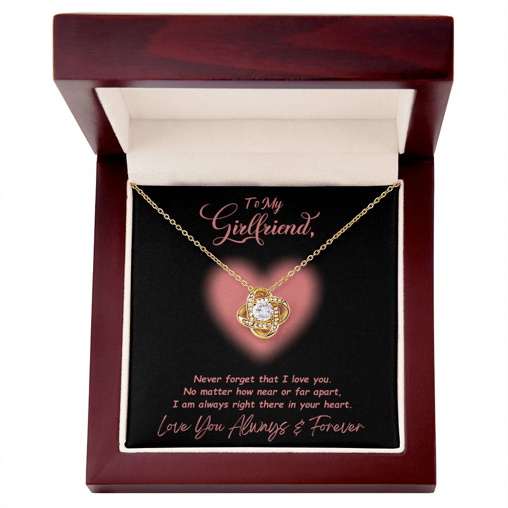 Jewelry 18K Yellow Gold Finish / Luxury Box To My Girlfriend, Never Forget That I Love You - Beautiful Love Knot Necklace GiftsByJeff Gifts By Jeff Pittsburgh PA