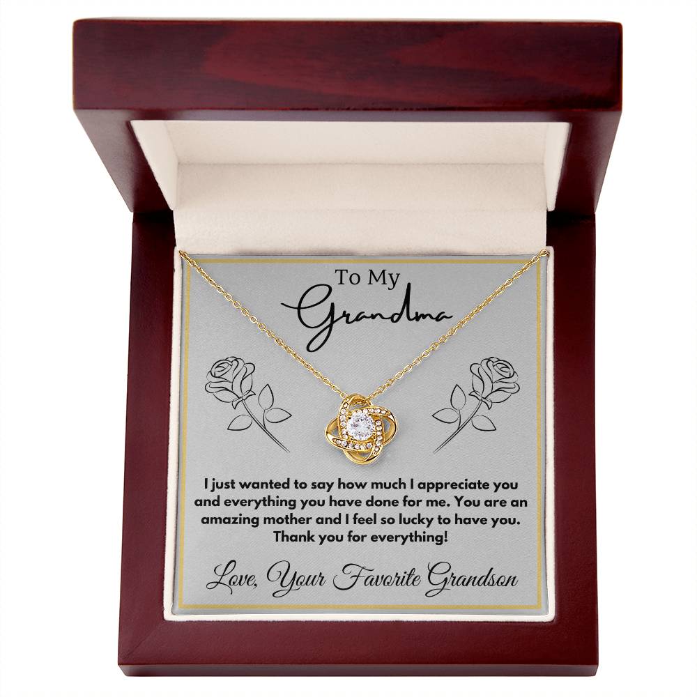 Jewelry 18K Yellow Gold Finish / Luxury Box To My Grandma (Grandmother) - I just wanted to say how much I appreciate you and everything you have done for me.  - Love Knot Necklace GiftsByJeff Gifts By Jeff Pittsburgh PA