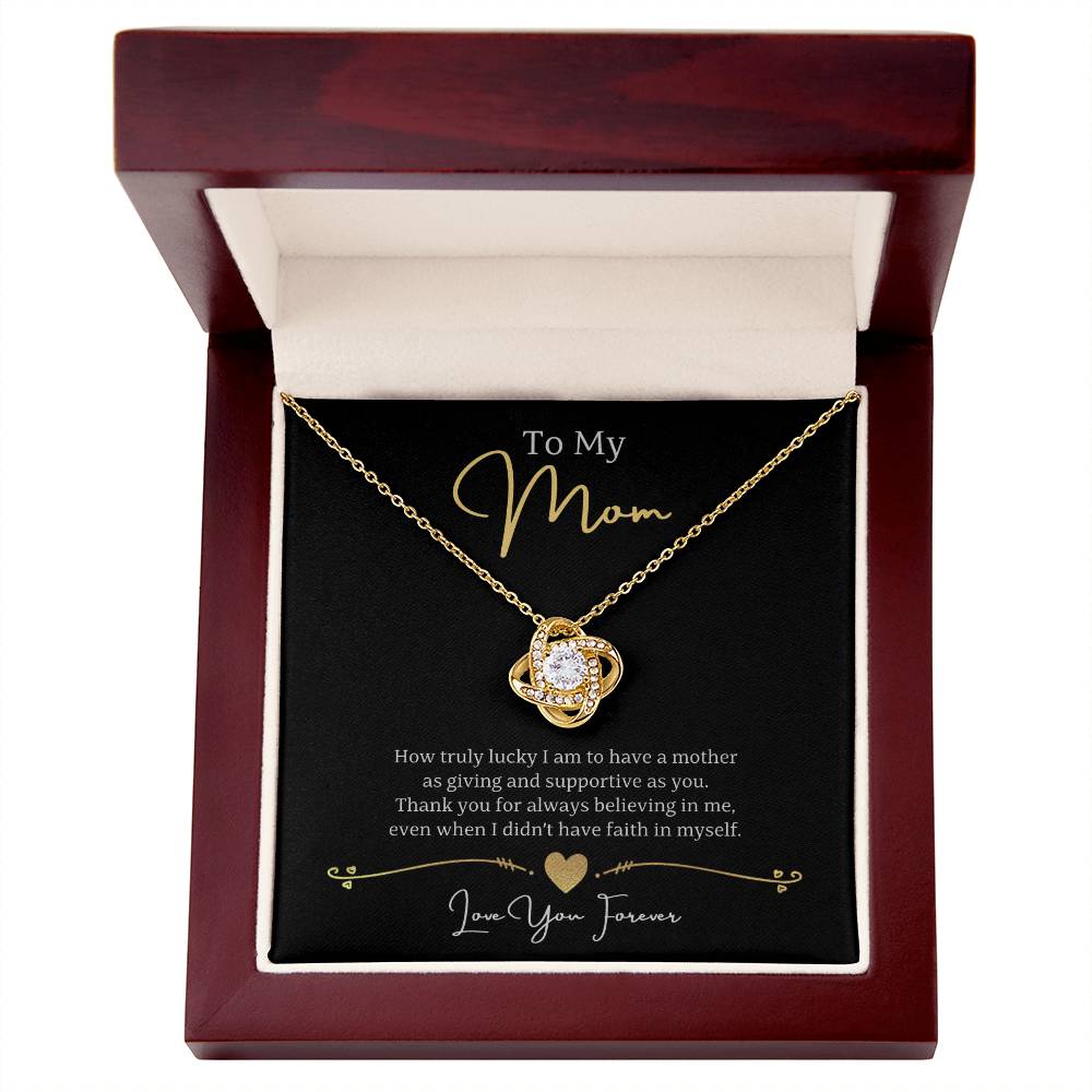 Jewelry 18K Yellow Gold Finish / Luxury Box To My Mom, Thank you for always believing in me, Love You Forever - Beautiful Love Knot Necklace GiftsByJeff Gifts By Jeff Pittsburgh PA