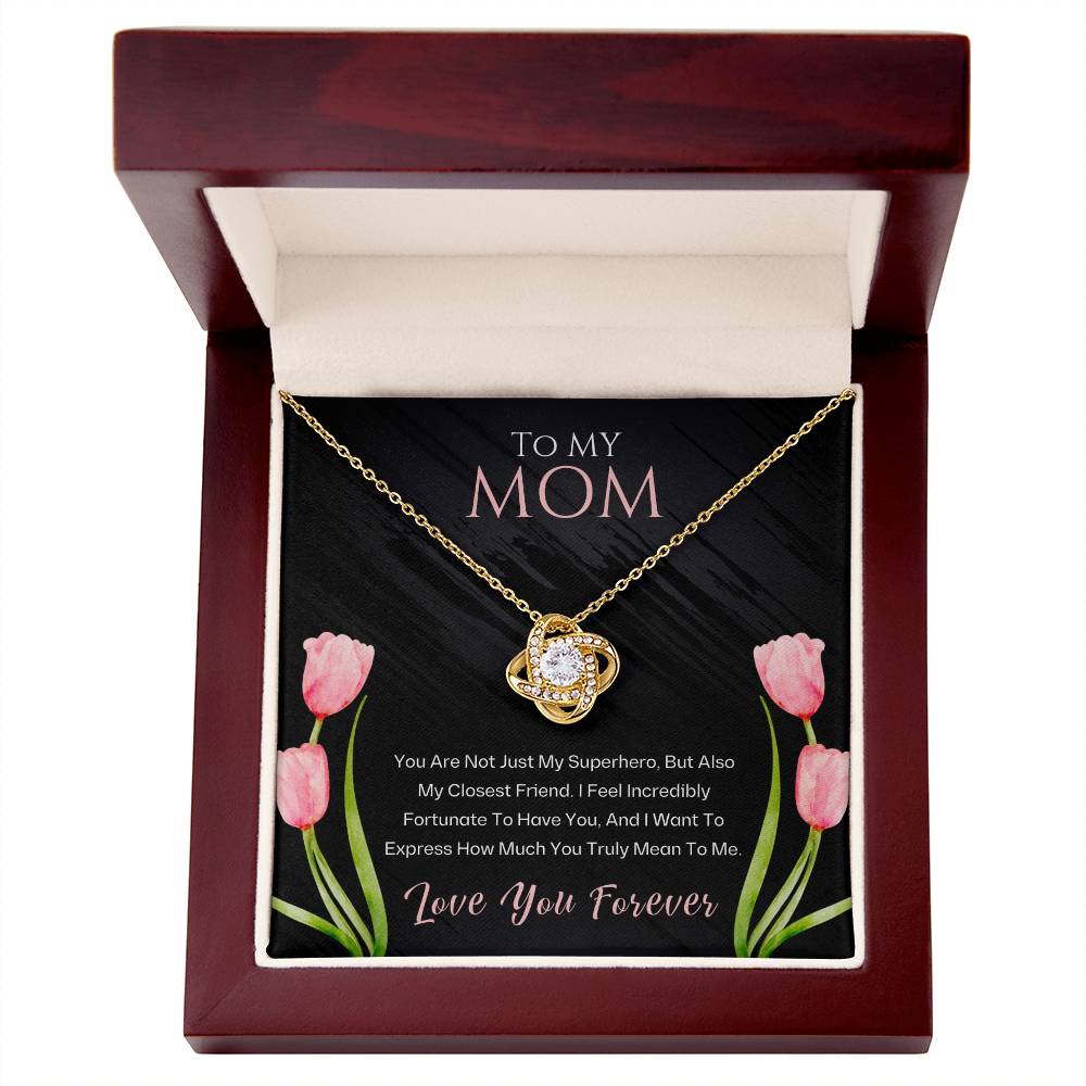 Jewelry 18K Yellow Gold Finish / Luxury Box To My Mom, You Are My Superhero - Love Knot Necklace GiftsByJeff Gifts By Jeff Pittsburgh PA